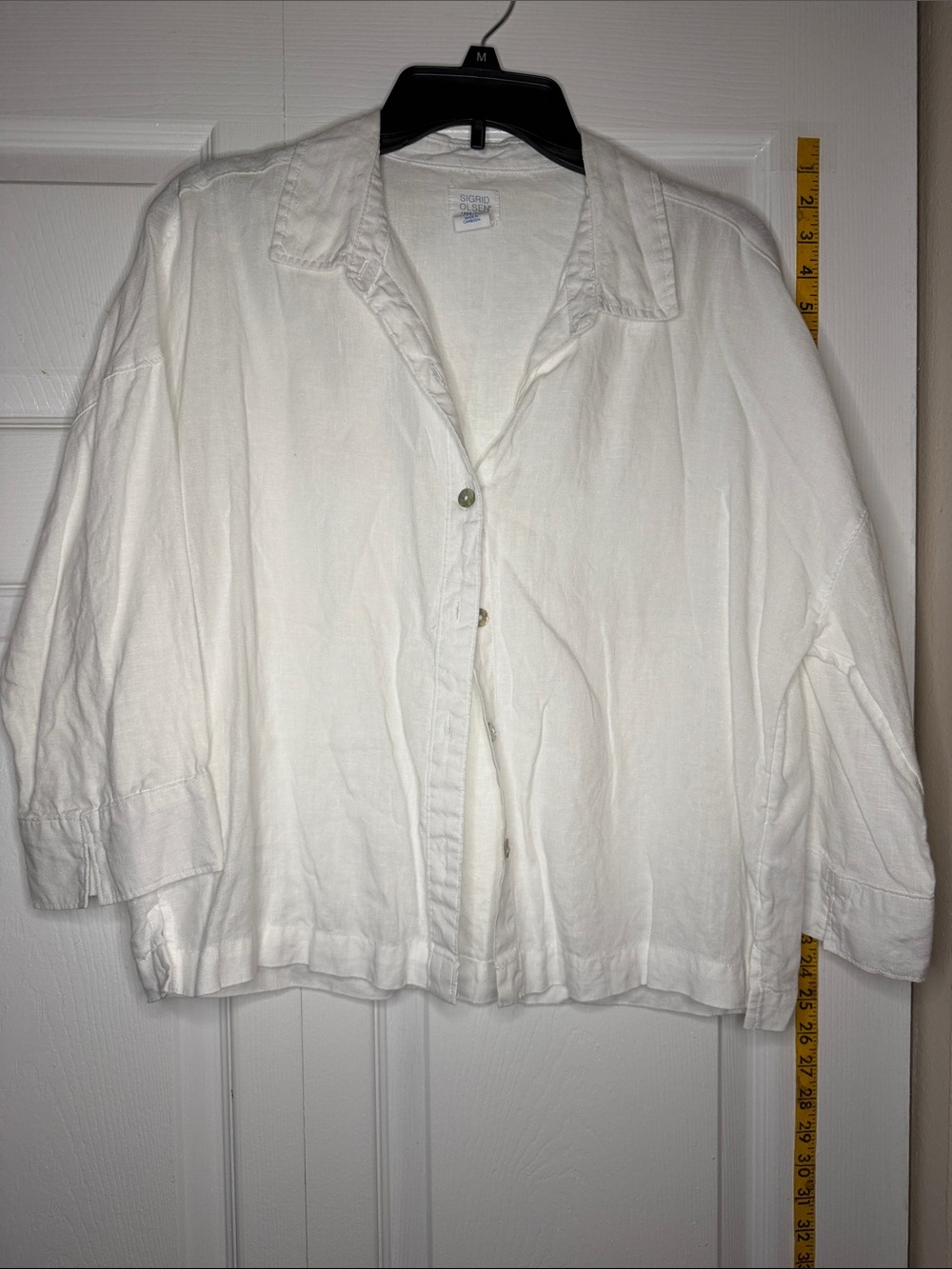 Sigrid Olsen White Linen Button-Down Shirt